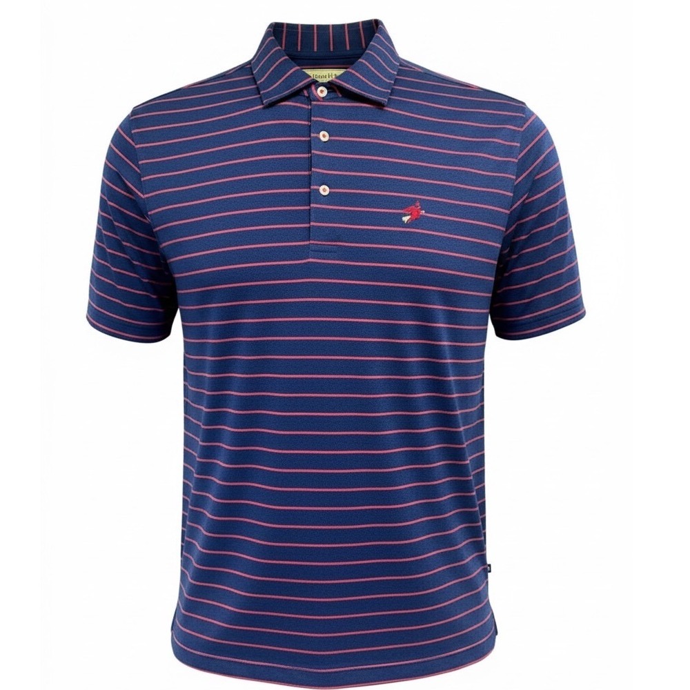 Donald Ross Salem C.C. Logo Mens XL Navy Blue Red Striped Golf Polo (R28)